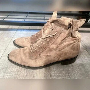 PAUL GREEN Bernadette Moto Boot COMBAT LACE UP MINERAL NUBUCK Size 8 $450